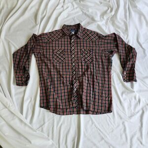 90s Red, Green, and Blue Plaid Snap‎ Front Wrangler Shirt